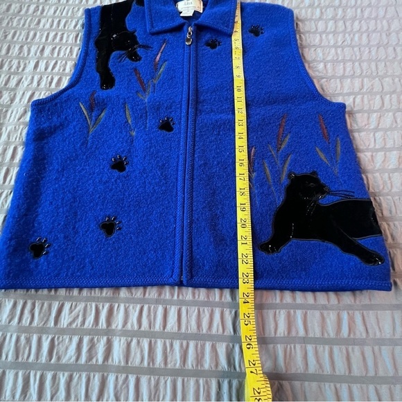 Lisa International Vintage Black Panther Blue Vest 100% Boiled Wool Size XLarge - Picture 15 of 15